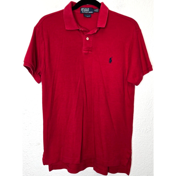 Polo Ralph Lauren Mens Polo Shirt Medium Red Custom Fit Performance Golf Preppy - Picture 1 of 9